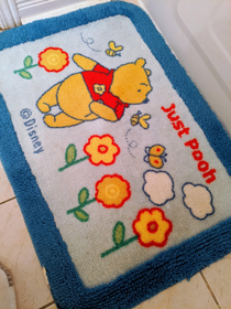 My wifes old bath mat is offering me words of encouragement this morning