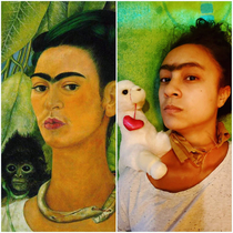 My workplace asked us to recreate famous works of art using only what we had at home I think I nailed it