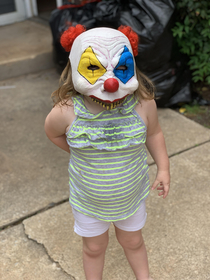My  year old daughter found this mask and refuses to take it off LOL