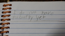 My  year old daughter kept a diary for three days gave up and left it on the living room floor This was the last entry