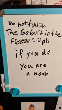 My  year old daughter left us a note on the fridge