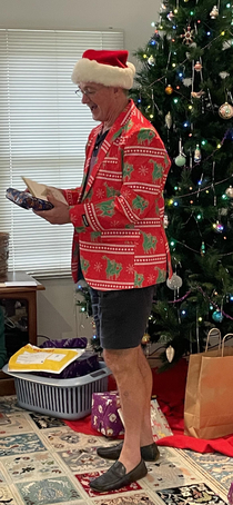My  year-old father didnt realise quite what his Christmas jacket was until the family came over