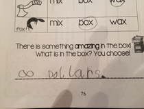 My  year old finished his homework with maniacal laughter and muttering to himself ha i win