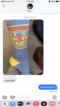 My  year old mother got new socks
