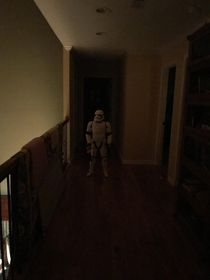 My  year old nephew about killed me last night at  am He moved his child sized storm trooper into the hall next to the bathroom