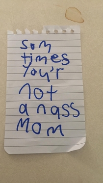 My -year-old nieces note to her Mother
