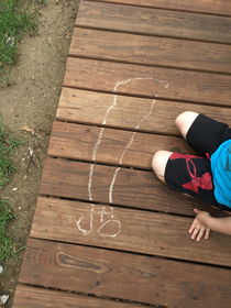 My  year old was very excited to show me the first elephant he ever drew with his new chalk