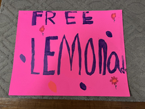 My  year olds Free Lemonade sign 