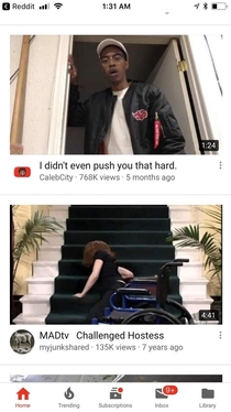 My YouTube feed looks like CalebCity pushed a disabled Hostess down some stairs