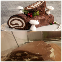 My Yule log I needed double cream to make it which is not available in the Netherlands so I tried to substitute it but it didnt work well