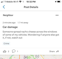 Nacho cheese prank warning I received this evening