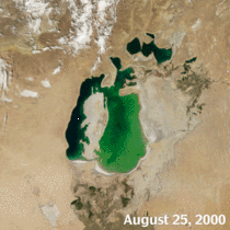NASA time-lapse of the Aral Sea drying up