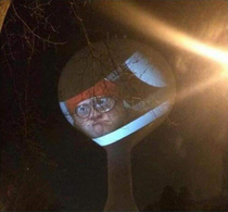 Neighbor projecting Trailer Park Boys onto the water tower