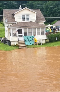 Never mind boat- send us beer Upstate NY  flooding