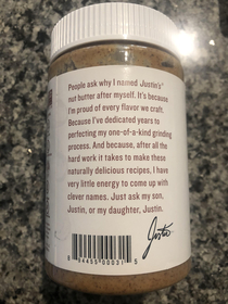 Never read the Justins Almond Butter label before