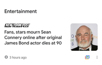 New York Post fact checks so bad they cant even find a real picture of Sean Connery for his obit picture is of Sean Connery impersonator Dennis Keogh