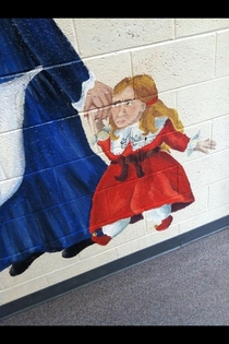Nicolas cage was spotted in my schools mural