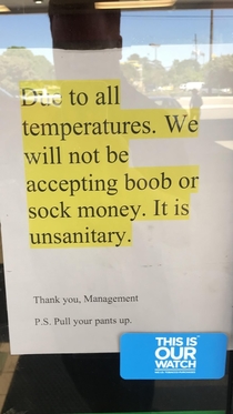 No boob money allowed