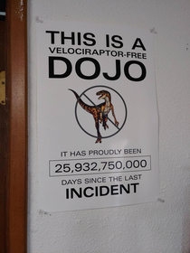 No Velociraptors allowed in this dojo
