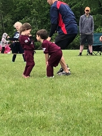 No wonder my nephew stinks at soccer