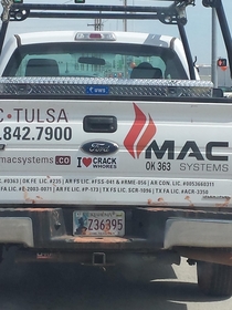 Not the bumper sticker Id choose for my business truck but to each his own