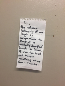 Note seen on one of my dorm mates doors