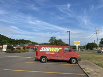 Nothing says eat fresh like a rusty old van