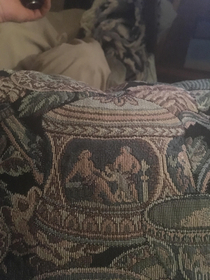Noticed this scene on a throw pillow at my boyfriends moms house