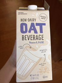 Oat milk nah nondairy oat beverage