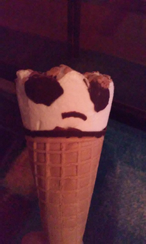 Ok so i just took a cornetto out of the freezer and now its looking at me like this