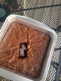 On a date with my girlfriend made her brownies This is the piece she cuts out