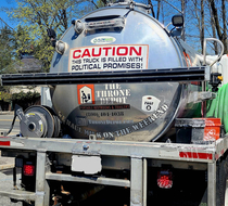 On a truck which empties porta potties