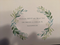 On the back of my friends wedding RSVP card