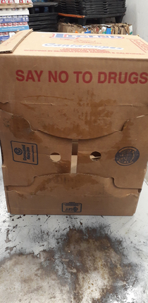On the bottom of a cantaloupe box at work