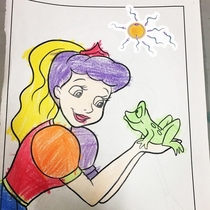 One of my GFs kindergarten students added a sticker they found to their coloring book yesterday