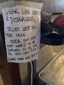 One of the bartenders at work got tired of the soda gun getting stuck in the hole all the time