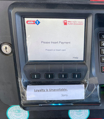 Online dating perfectly summed up by my local gas pump