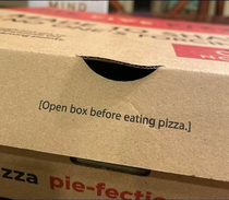 Open box before eating pizza