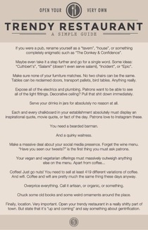 Opening a hipster restaurant