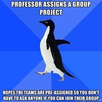 Or worse having to ask the professor if there is a team that needs another member