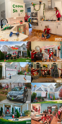 Our annual parenting chaos Christmas card -  years in a row