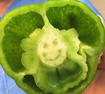 Our bell pepper had a smiley face