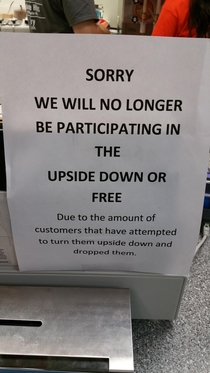 Our local DQ stopped doing the upside down blizzard challenge