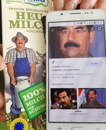 Our local milk man looks like Saddam Hussein