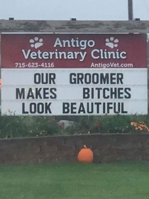 Our local Vet has a sense of humor