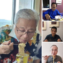 Our Malaysia Ministers trying to show that lockdown is hard for them as well by eating Instant Noodles