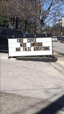 Outside a coffee shop in Austin