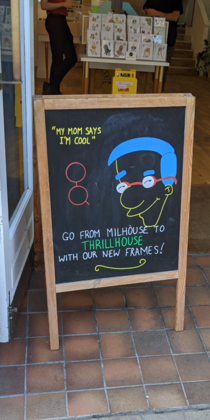 Outside an opticians in Leeds