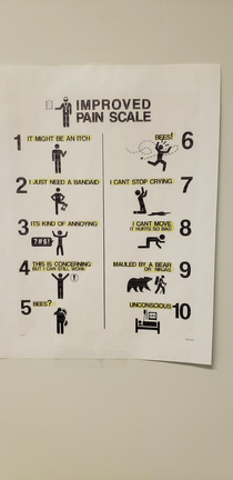 Pain Chart at my Doctors Office Bees