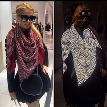 Paris Hilton Wearing An Anti-Paparazzi Scarf That Ruins Photos By Revealing Her True Face
